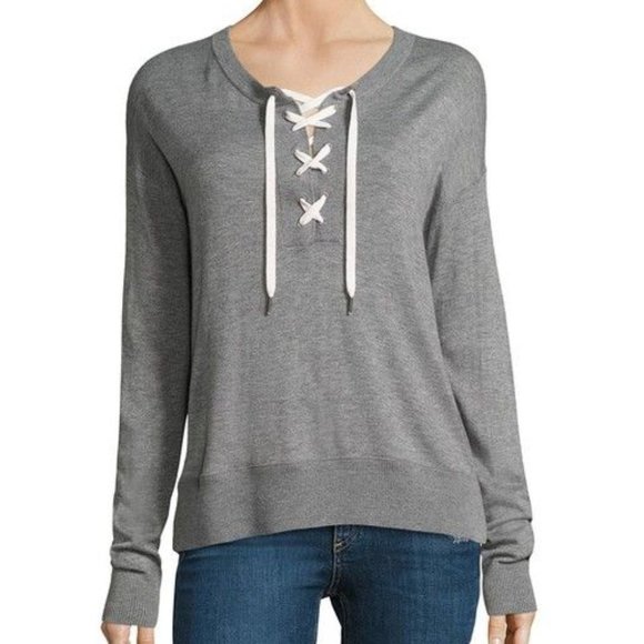 Splendid Cashmere Lace Up Pullover Sz Small - Picture 1 of 6